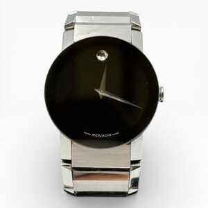 Movado Men's Watch Swiss Quartz Black Dial Silver Stainless Steel 35mm
